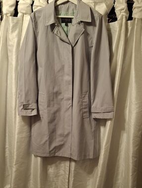 Express Light Gray Single-Breasted Trench Coat
